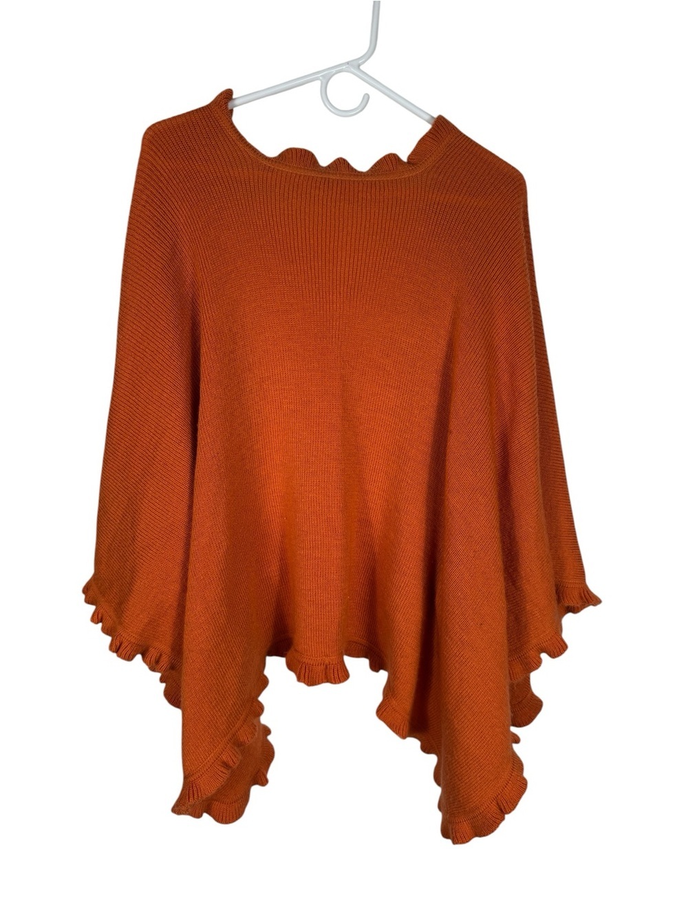 Alpaca Orange Ruffle Trim Ruana/Shawl - Picture 4 of 6